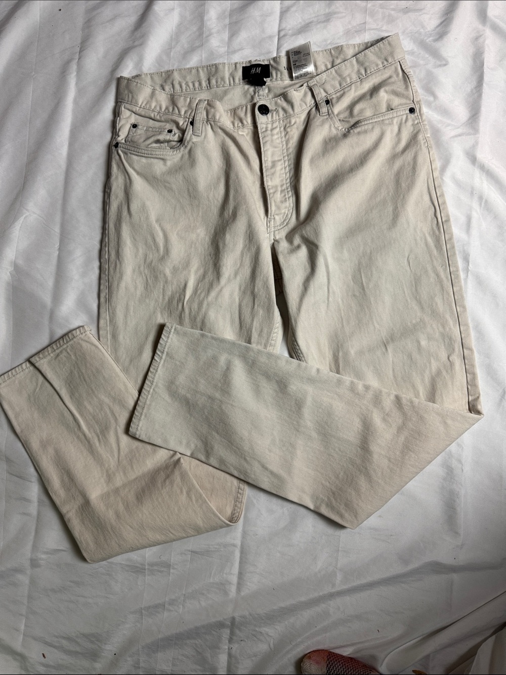H&M Cream Straight-Leg Jeans